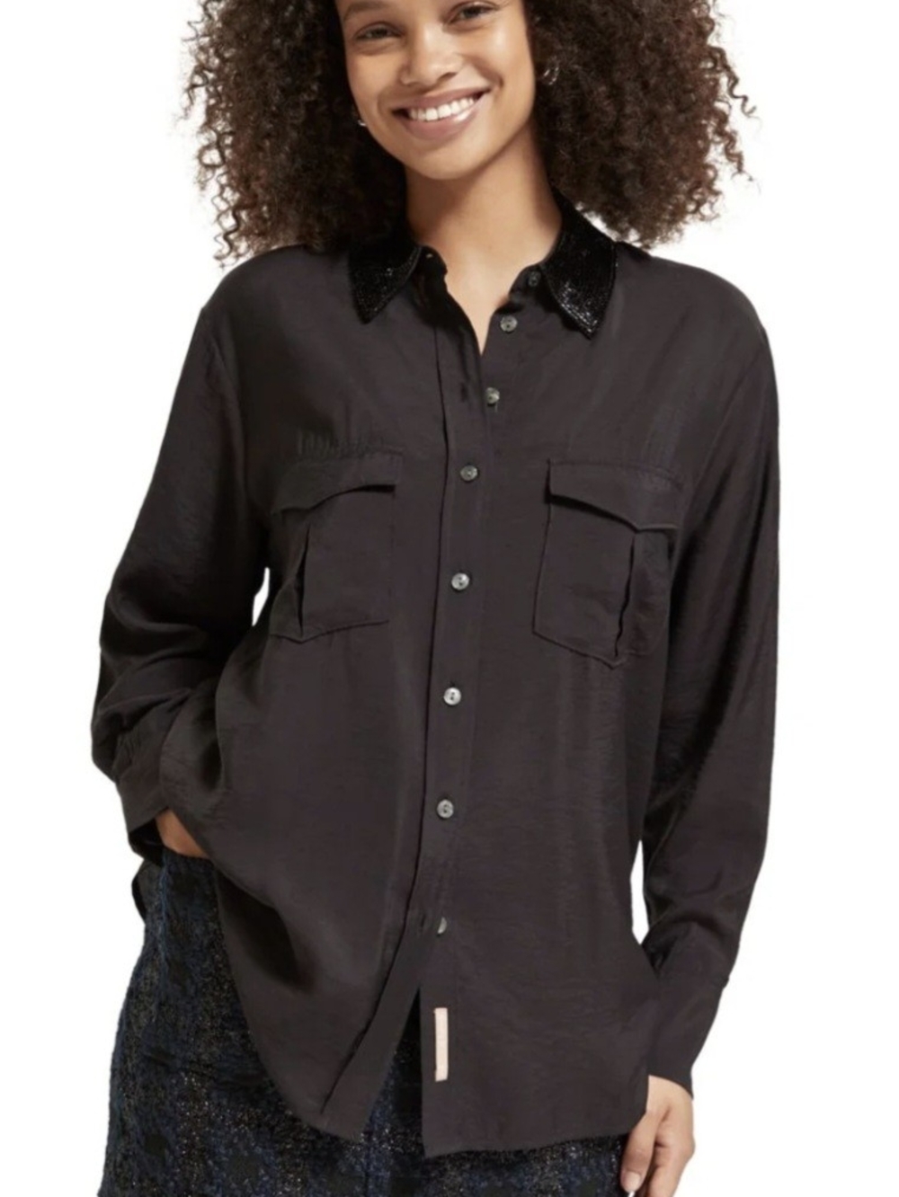 Scotch & Soda Black Shirt with Sequin Detail